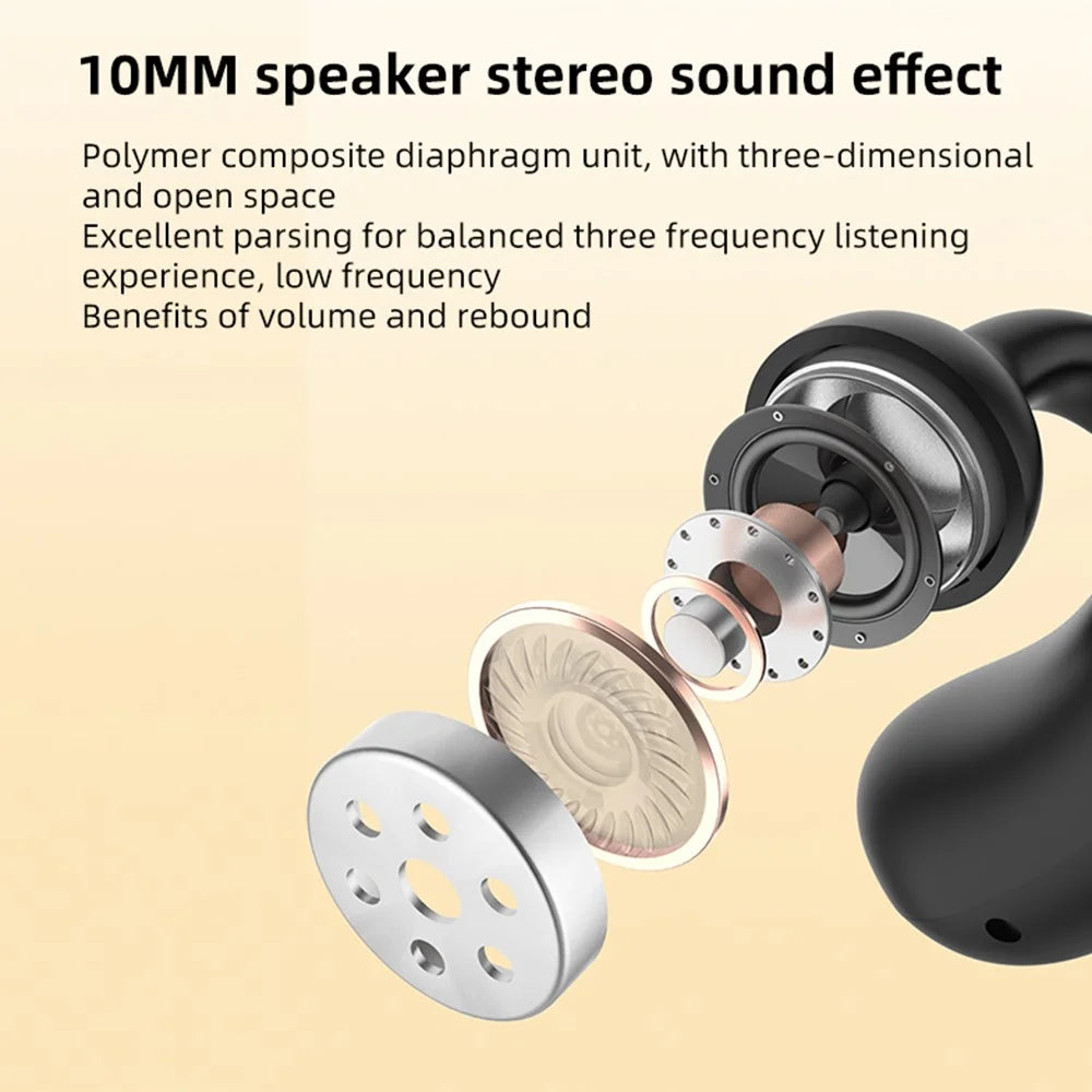 TWS-S8 Wireless Bluetooth-compatible 5.3 Earphones Sweatproof Clip-on Sports Headphones - Black - 6