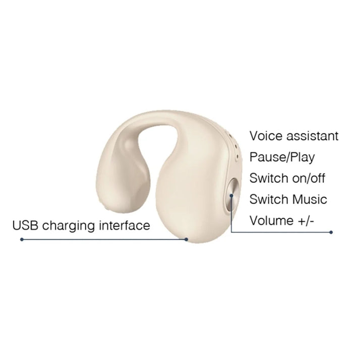 V50 Single-Ear Headset Bluetooth-compatible Wireless Bone Conduction Clip-on Headphone Sport Running Earphone - Skin Color - 6