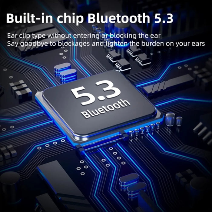 FK8 Bone Conduction Bluetooth-compatible Earphones Ear Clip Headphones with Digital Display Charging Case - Black - 6