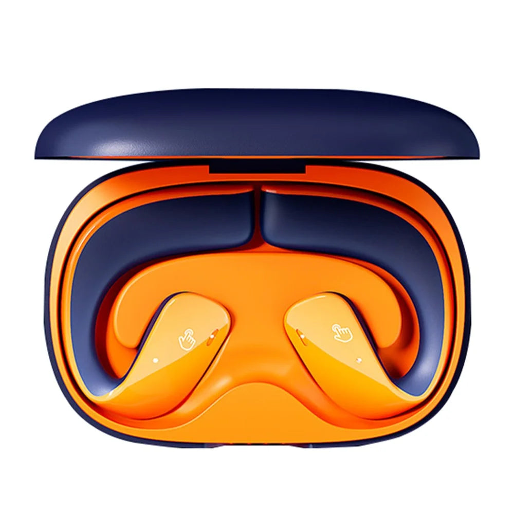 T22 Open Ear TWS Bone Conduction Wireless Headphones Music Sports Bluetooth-compatible Earphone with Mic - Orange+Blue - 1