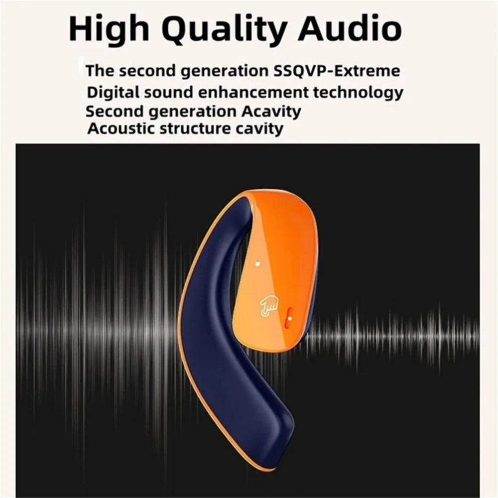 T22 Open Ear TWS Bone Conduction Wireless Headphones Music Sports Bluetooth-compatible Earphone with Mic - Orange+Blue - 4