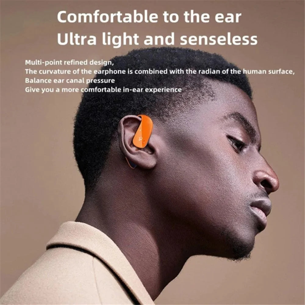 T22 Open Ear TWS Bone Conduction Wireless Headphones Music Sports Bluetooth-compatible Earphone with Mic - Orange+Blue - 7