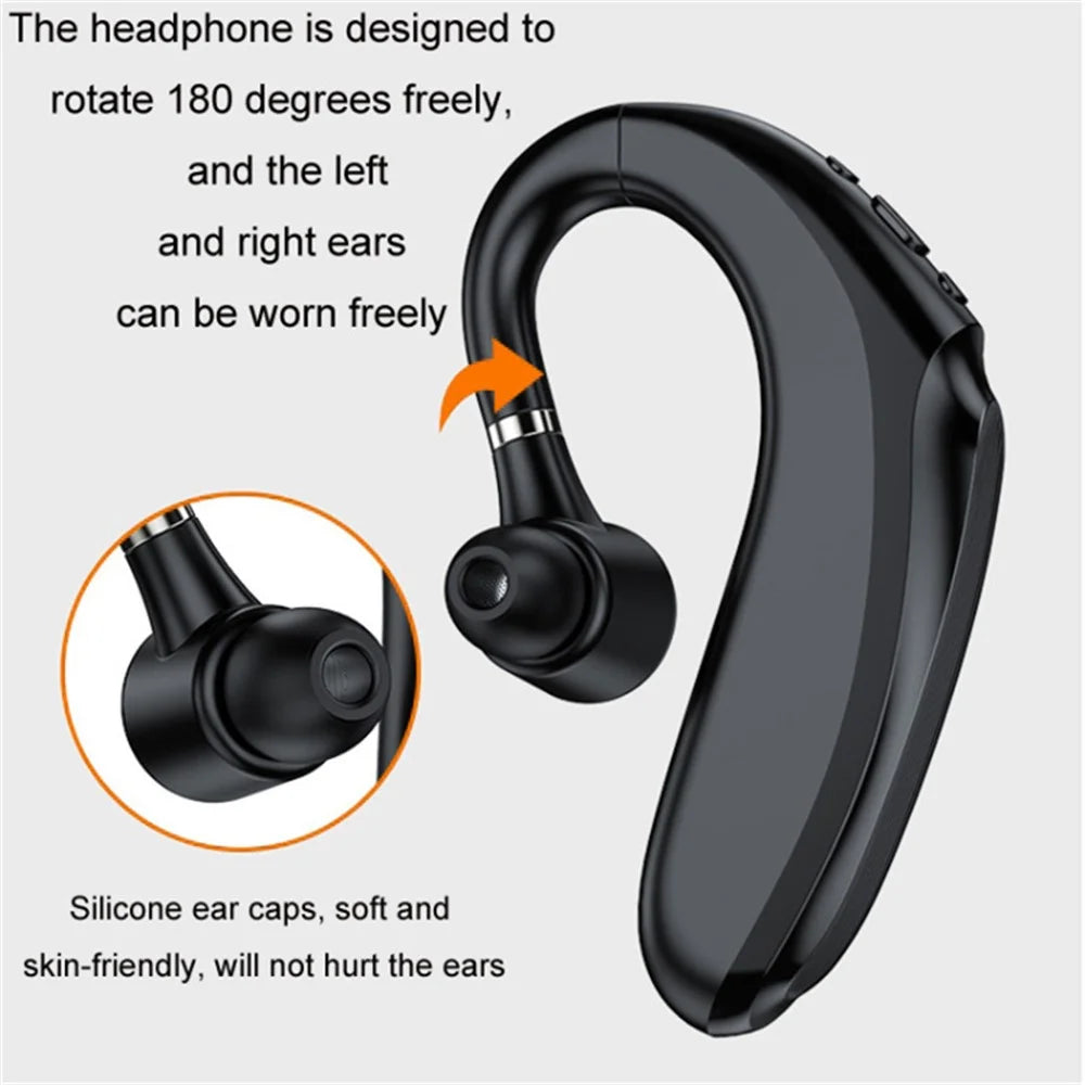 Q12 300mAh Battery Single Ear Bluetooth-compatible Headset Business Sports Wireless Music Call Earhook Earphone - Black - 3