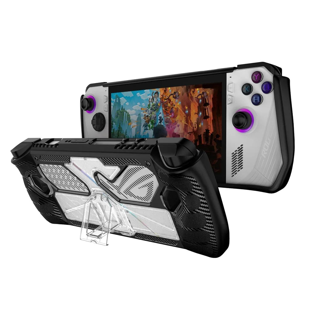 TPU+PC Case for Asus ROG ALLY Game Console Anti-drop Protective Cover with PC Kickstand - Black - 1