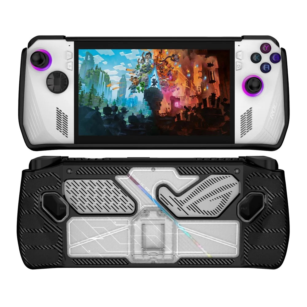 TPU+PC Case for Asus ROG ALLY Game Console Anti-drop Protective Cover with PC Kickstand - Black - 2