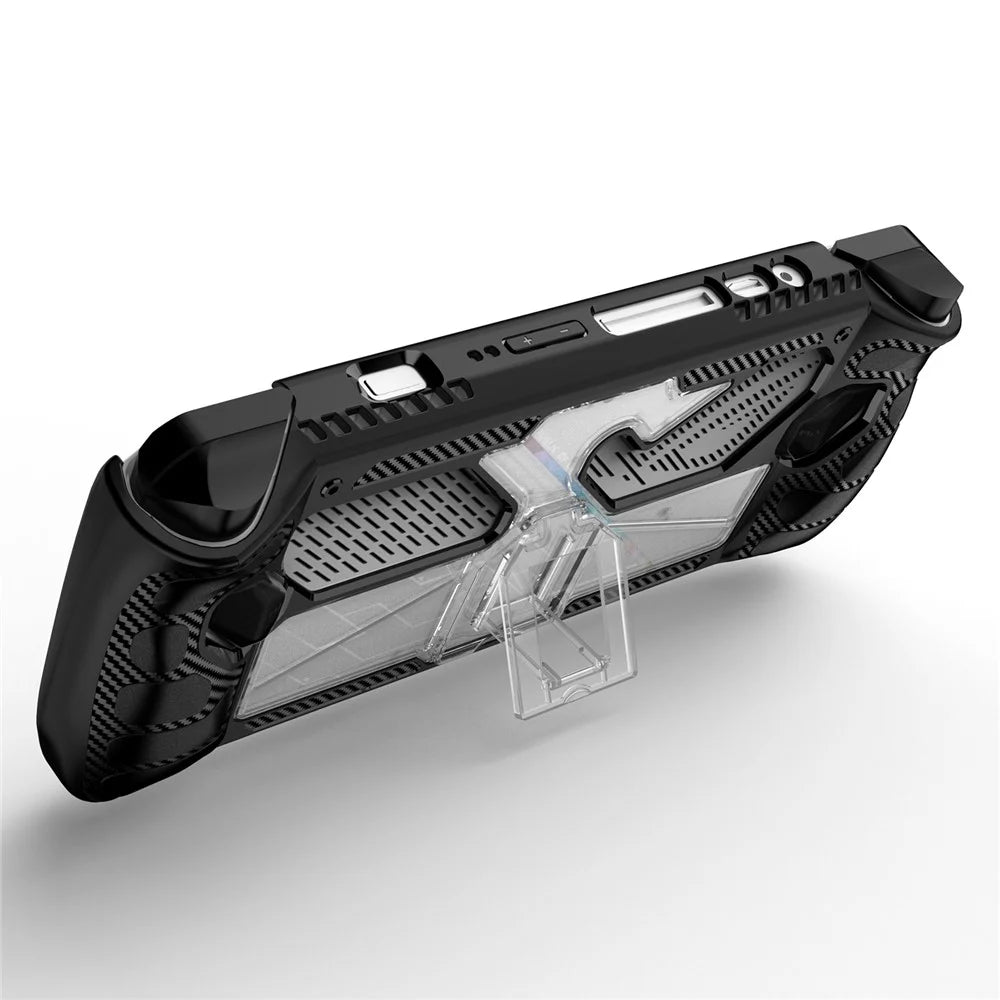 TPU+PC Case for Asus ROG ALLY Game Console Anti-drop Protective Cover with PC Kickstand - Black - 3