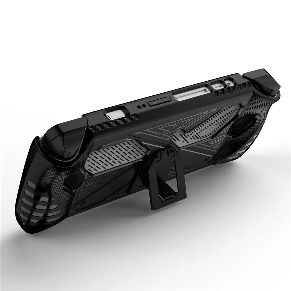 For Asus ROG ALLY Game Console Soft TPU Case Anti-drop Protective Cover with PC Kickstand - Black - 3