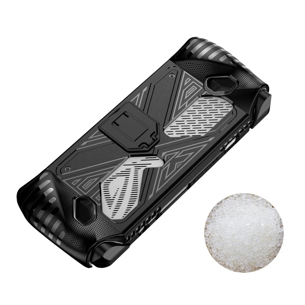 For Asus ROG ALLY Game Console Soft TPU Case Anti-drop Protective Cover with PC Kickstand - Black - 4