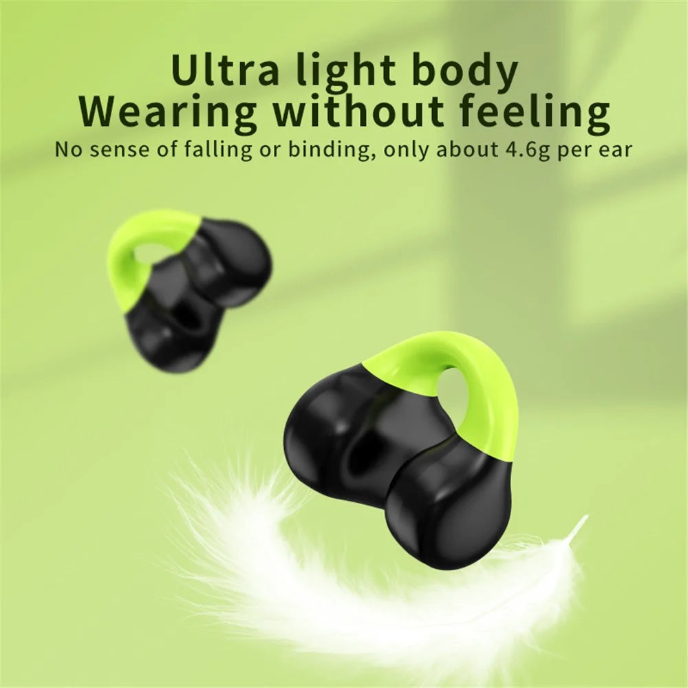 AX10 Ear Clip Open Ear Bluetooth-compatible Headphones with Charging Case Sports Earphones for Cycling Running - Black+Green - 3