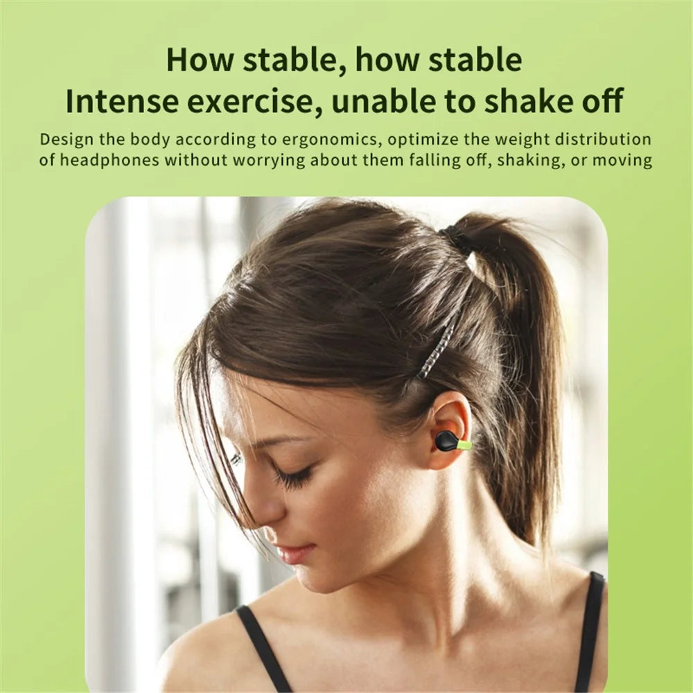 AX10 Ear Clip Open Ear Bluetooth-compatible Headphones with Charging Case Sports Earphones for Cycling Running - Black+Green - 4