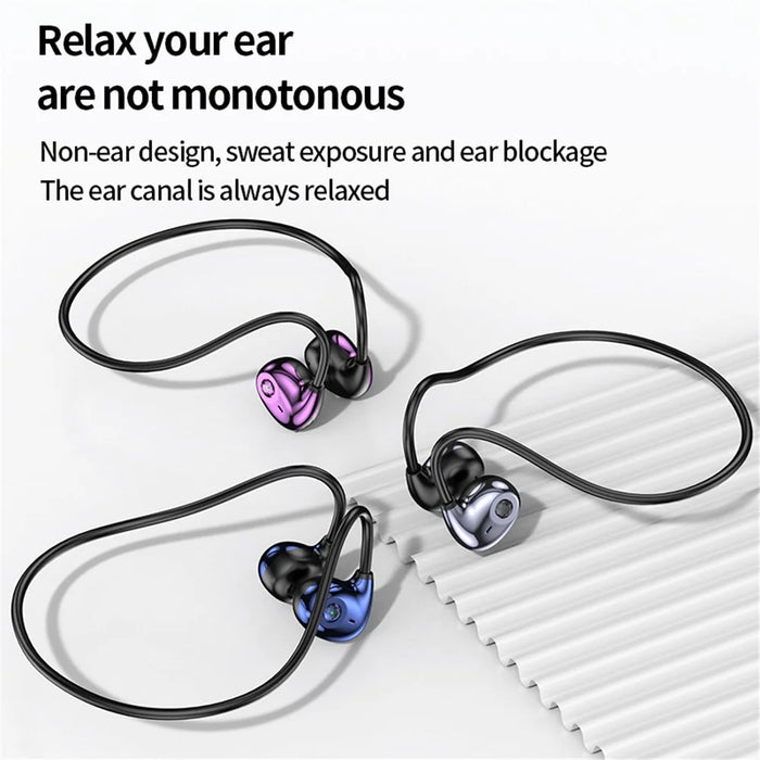 A59 Open Ear Air Conduction Bluetooth-compatible Headphones BT5.3 Wireless Neckband Headphones with Mic - Blue - 2