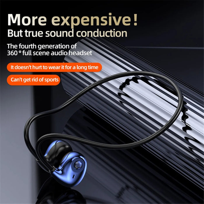 A59 Open Ear Air Conduction Bluetooth-compatible Headphones BT5.3 Wireless Neckband Headphones with Mic - Blue - 3