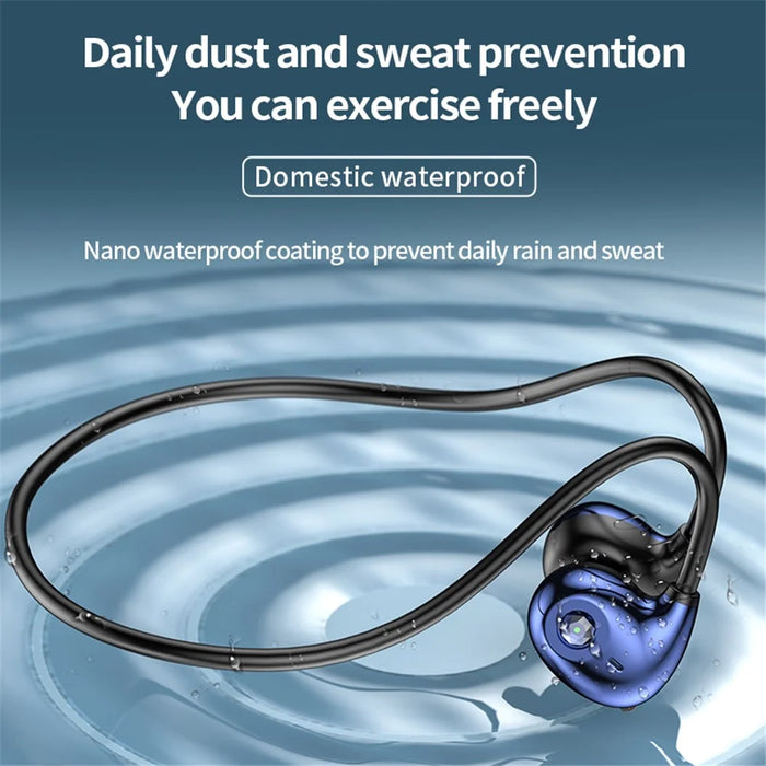 A59 Open Ear Air Conduction Bluetooth-compatible Headphones BT5.3 Wireless Neckband Headphones with Mic - Blue - 4