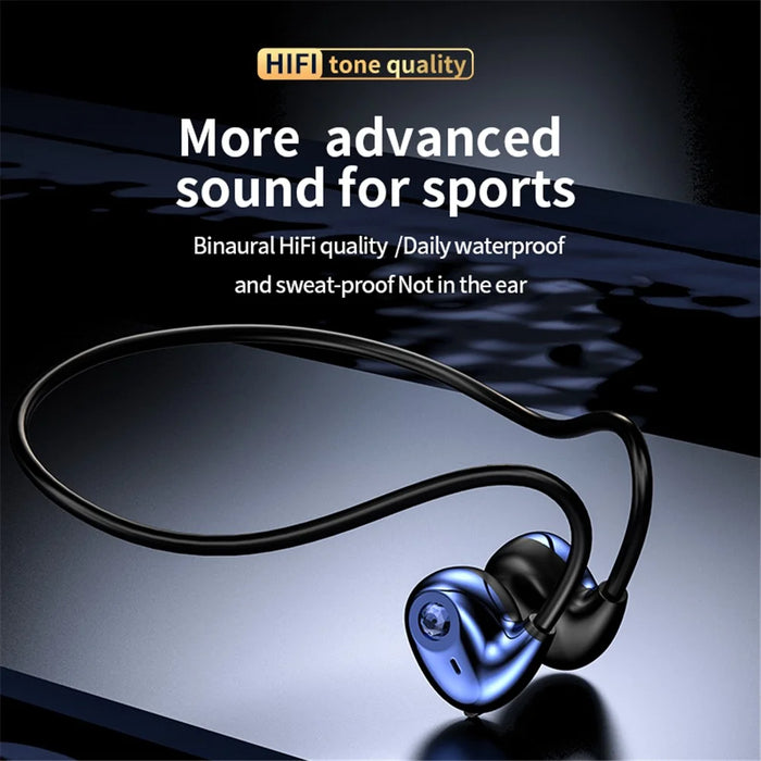 A59 Open Ear Air Conduction Bluetooth-compatible Headphones BT5.3 Wireless Neckband Headphones with Mic - Blue - 5