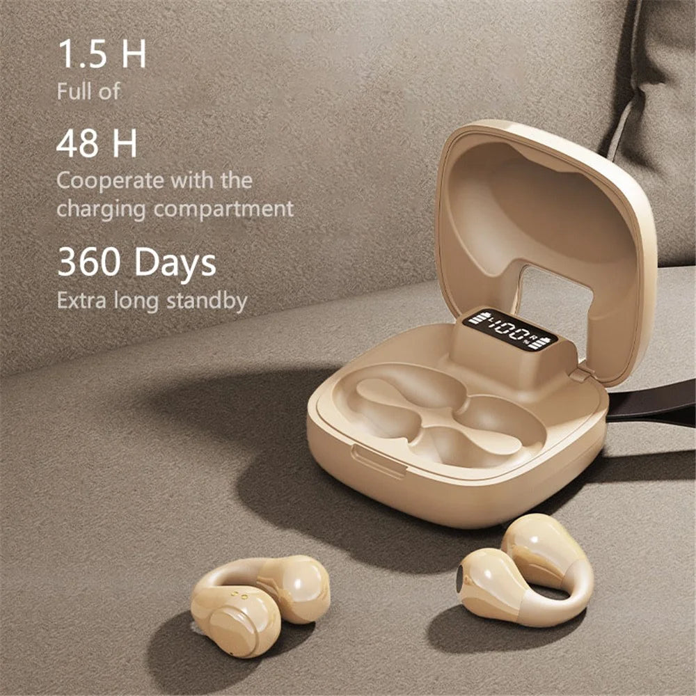 GK10 Bluetooth-compatible 5.3 Earbuds Bone Conduction Headphones Clip-on Noise Canceling Sports Headset - Nude - 3
