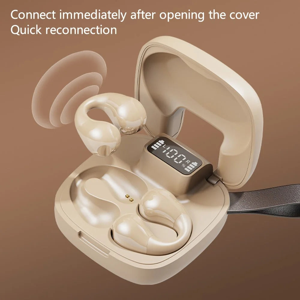 GK10 Bluetooth-compatible 5.3 Earbuds Bone Conduction Headphones Clip-on Noise Canceling Sports Headset - Nude - 4