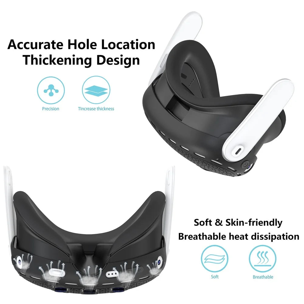 Protective Case for Meta Quest 3 VR Headset Anti-scratch Silicone Skin Cover - Black - 4