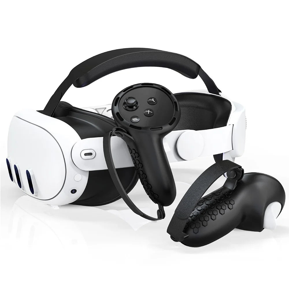 1 Pair Silicone Case for Meta Quest 3 / 3S Touch Controller Protective Grip Cover with Straps - Black - 2