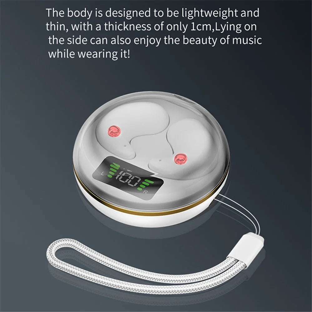 J1 Invisible Sleep Earbuds Wireless Bluetooth-compatible 5.3 Noise Canceling Headphones for Side Sleepers - White - 3