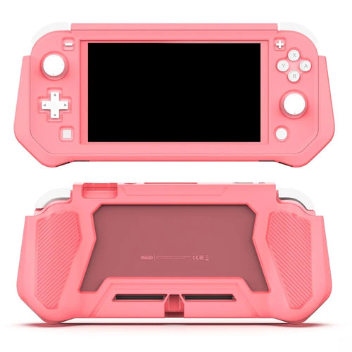 For Nintendo Switch Lite Game Controller Protector PC + TPU Protective Sleeve Handle Grip - Pink - 1