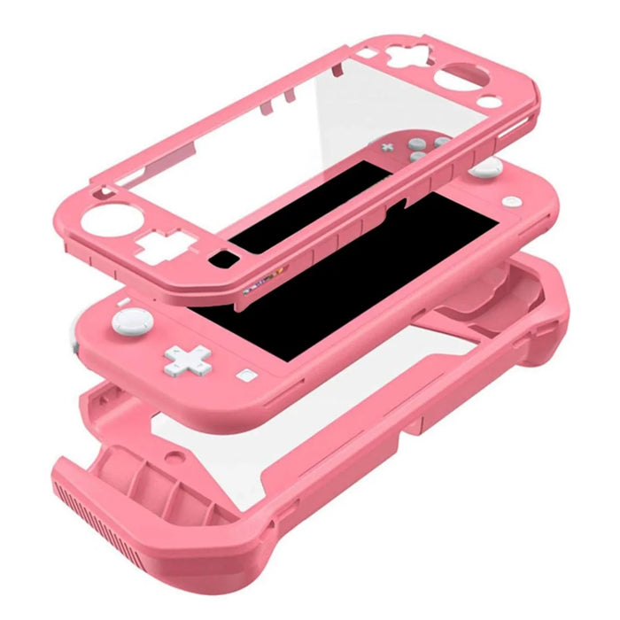 For Nintendo Switch Lite Game Controller Protector PC + TPU Protective Sleeve Handle Grip - Pink - 2