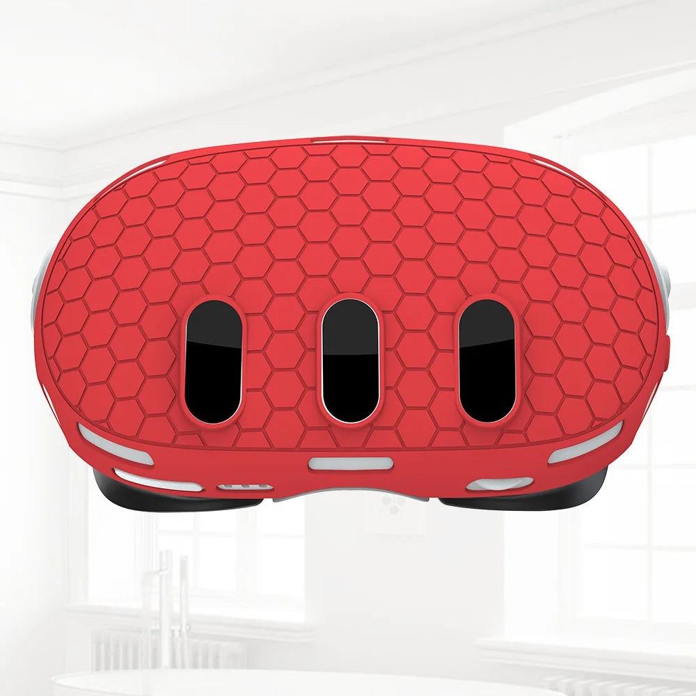 For Meta Quest 3 Protective Case VR Headset Anti-slip Anti-drop Silicone Cover - Red - 2