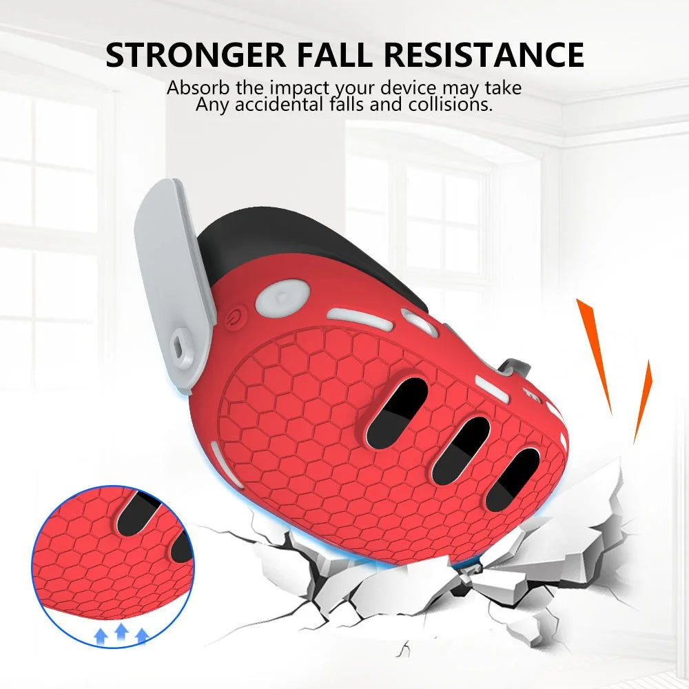 For Meta Quest 3 Protective Case VR Headset Anti-slip Anti-drop Silicone Cover - Red - 3