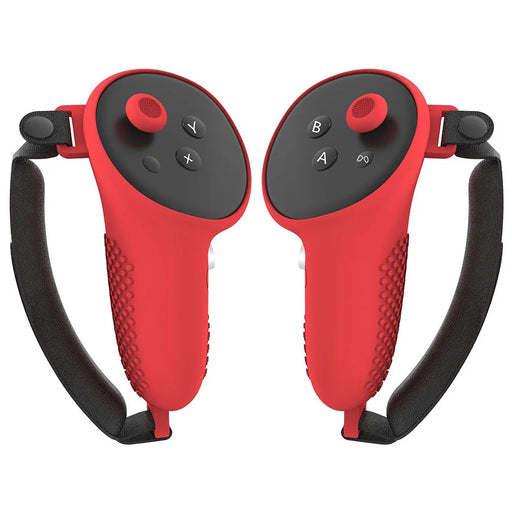 1 Pair for Meta Quest 3 / 3S Touch Controller Protective Cover Anti-Drop Silicone Case with Hand Strap - Red - 1