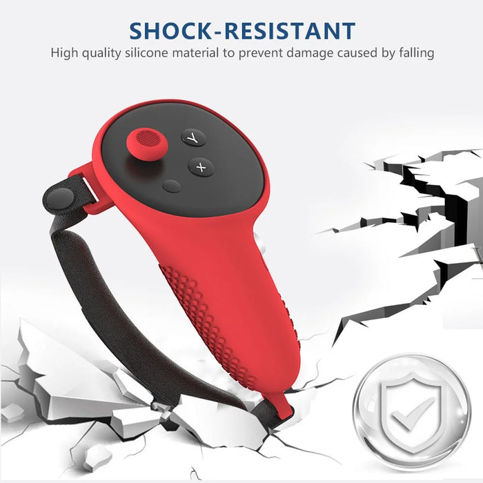 1 Pair for Meta Quest 3 / 3S Touch Controller Protective Cover Anti-Drop Silicone Case with Hand Strap - Red - 3
