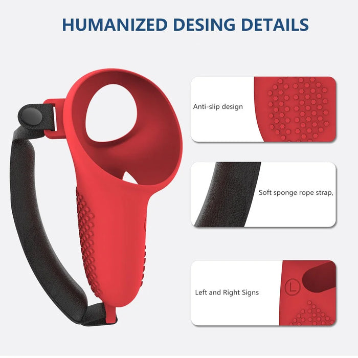 1 Pair for Meta Quest 3 / 3S Touch Controller Protective Cover Anti-Drop Silicone Case with Hand Strap - Red - 4