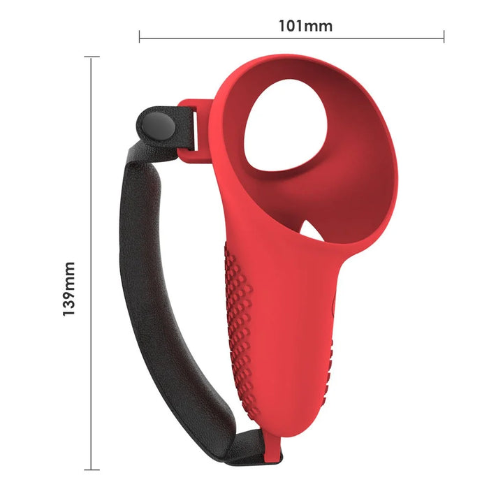 1 Pair for Meta Quest 3 / 3S Touch Controller Protective Cover Anti-Drop Silicone Case with Hand Strap - Red - 5