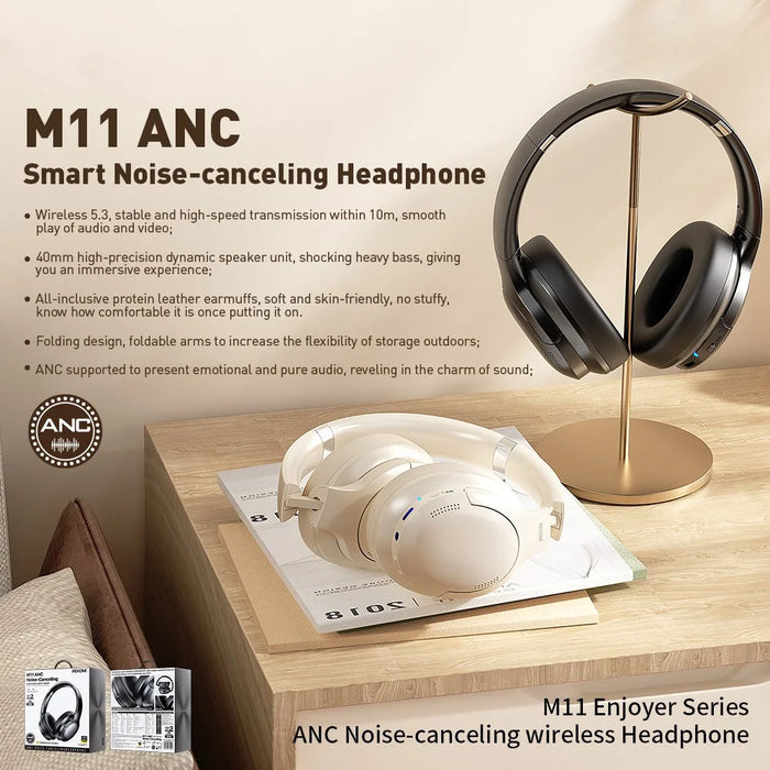 WEKOME M11 Enjoyer Series ANC Smart Noise-Canceling Wireless Headphone Bluetooth-compatible Headset - White - 2