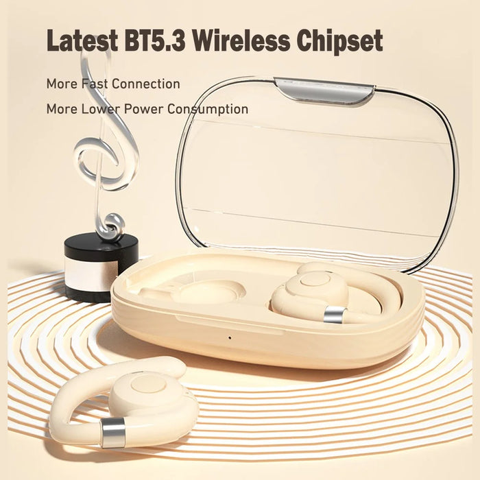 HF02 Ear Clip Air Conduction Wireless Bluetooth-compatible Headphones Noise Reduction TWS Earphones - White - 5