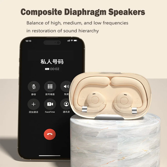HF02 Ear Clip Air Conduction Wireless Bluetooth-compatible Headphones Noise Reduction TWS Earphones - White - 6
