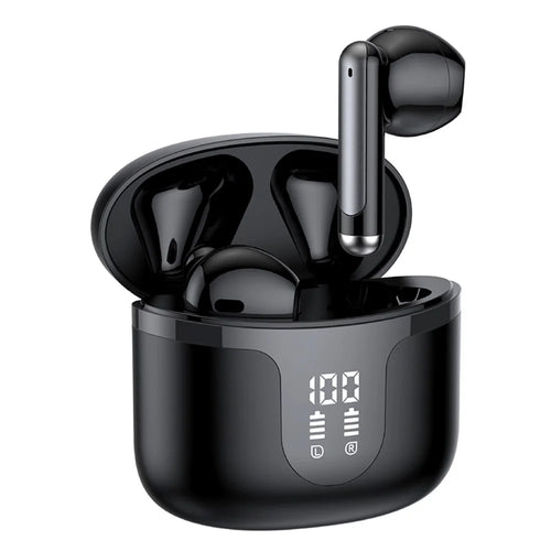S47 TWS Earphones Bluetooth-compatible 5.3 Wireless Earbuds with Digital Display Charging Case - Black - 1