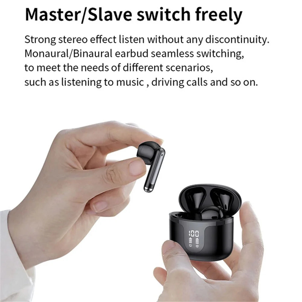 S47 TWS Earphones Bluetooth-compatible 5.3 Wireless Earbuds with Digital Display Charging Case - Black - 3