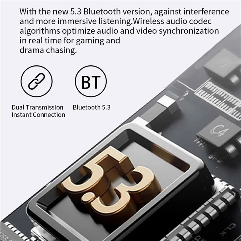 S47 TWS Earphones Bluetooth-compatible 5.3 Wireless Earbuds with Digital Display Charging Case - Black - 4