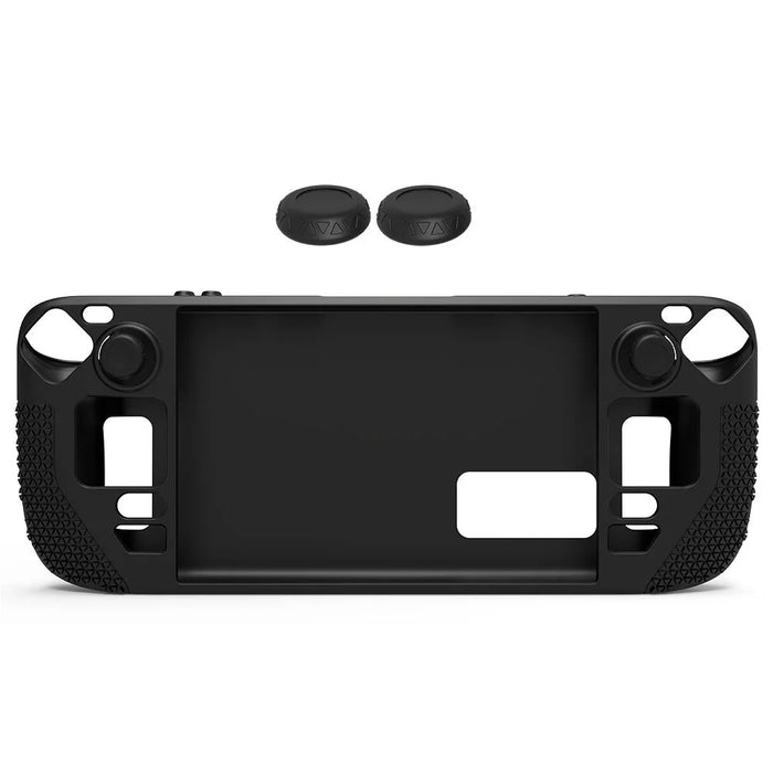 For Steam Deck Anti-Scratch Silicone Cover Protective Case with 2 Rocker Caps - Black - 1