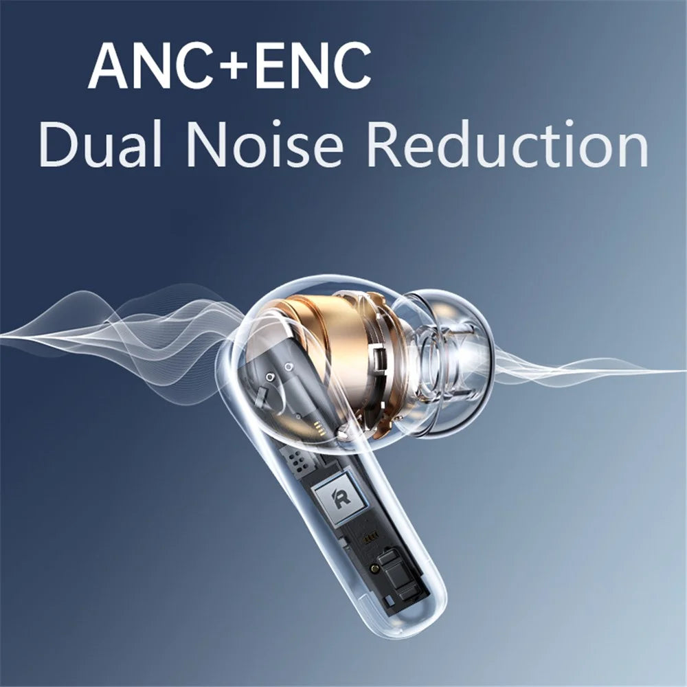 REMAX W21N ANC+ENC Dual Noise Canceling Bluetooth-compatible Earphones Low Latency Touch Control Headphones - White - 4