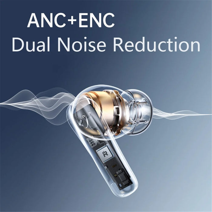 REMAX W21N ANC+ENC Dual Noise Canceling Bluetooth-compatible Earphones Low Latency Touch Control Headphones - White - 4