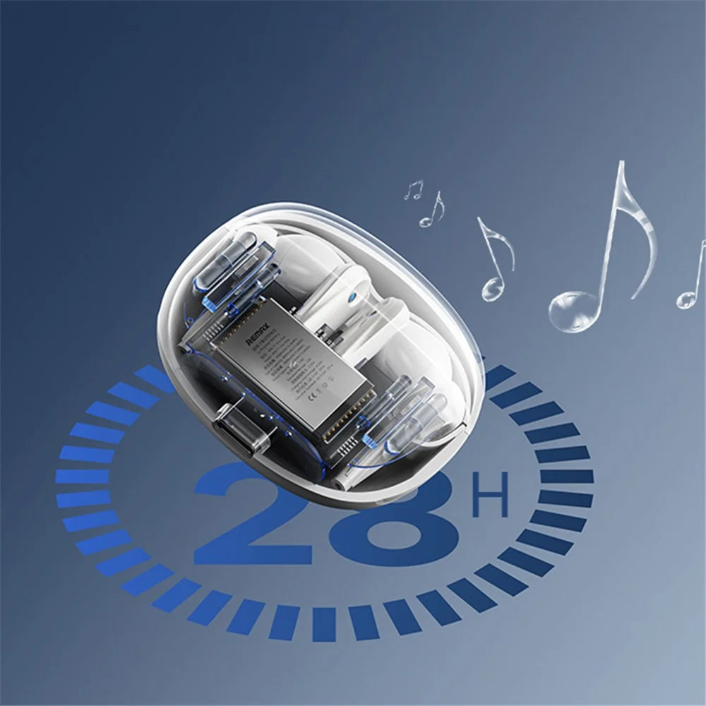 REMAX W21N ANC+ENC Dual Noise Canceling Bluetooth-compatible Earphones Low Latency Touch Control Headphones - White - 7