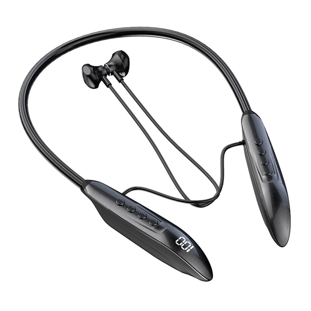 M518P Neckband Wireless Earphone Bluetooth-compatible 5.3 Magnetic Neck Hanging Headphone Sports Headset - Black - 1