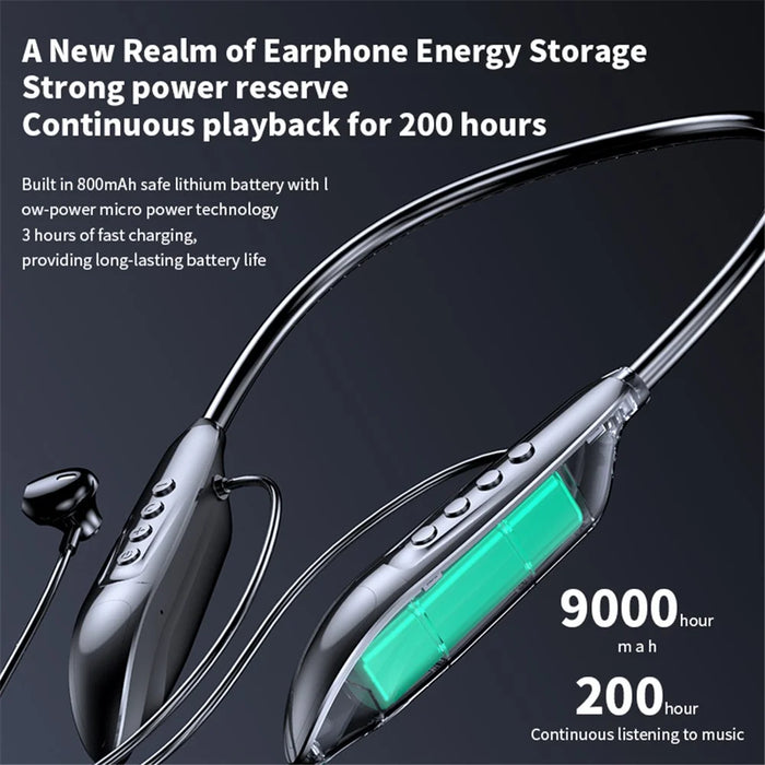M518P Neckband Wireless Earphone Bluetooth-compatible 5.3 Magnetic Neck Hanging Headphone Sports Headset - Black - 3