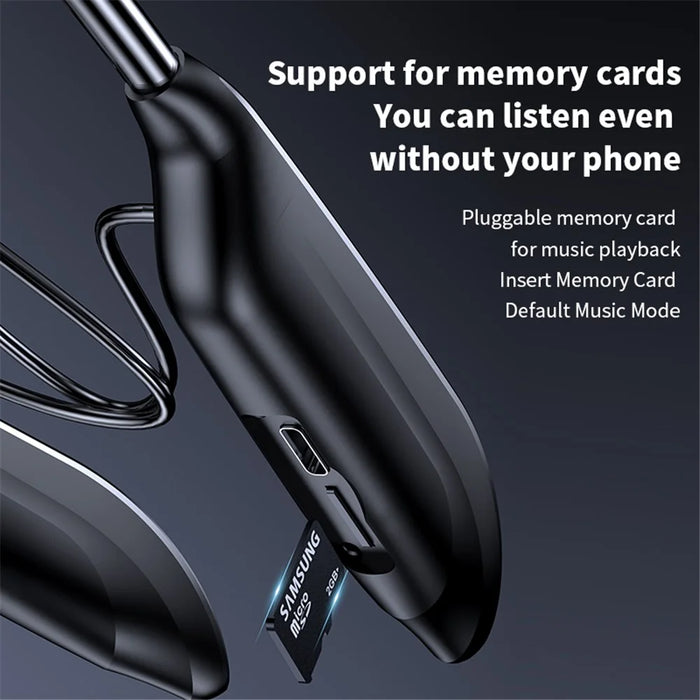 M518P Neckband Wireless Earphone Bluetooth-compatible 5.3 Magnetic Neck Hanging Headphone Sports Headset - Black - 5