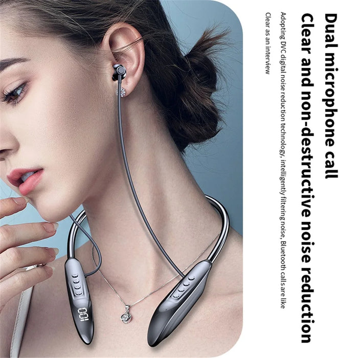 M518P Neckband Wireless Earphone Bluetooth-compatible 5.3 Magnetic Neck Hanging Headphone Sports Headset - Black - 7