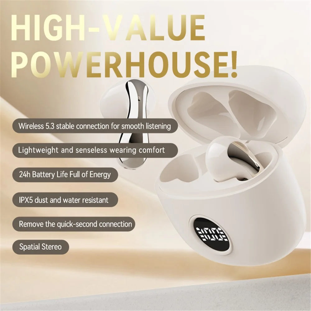 LX04 Bluetooth-compatible 5.3 Mini Earbuds Noise Reduction IPX5 Waterproof Wireless Headphones - Nude - 2