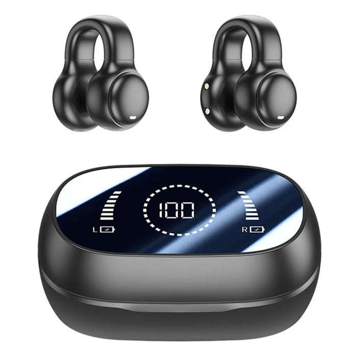 M47 Earclip Bone Conduction Wireless Headphone with Mic Bluetooth-compatible 5.3 Gaming Headset Noise Reduction Sport Earphone - Black - 1