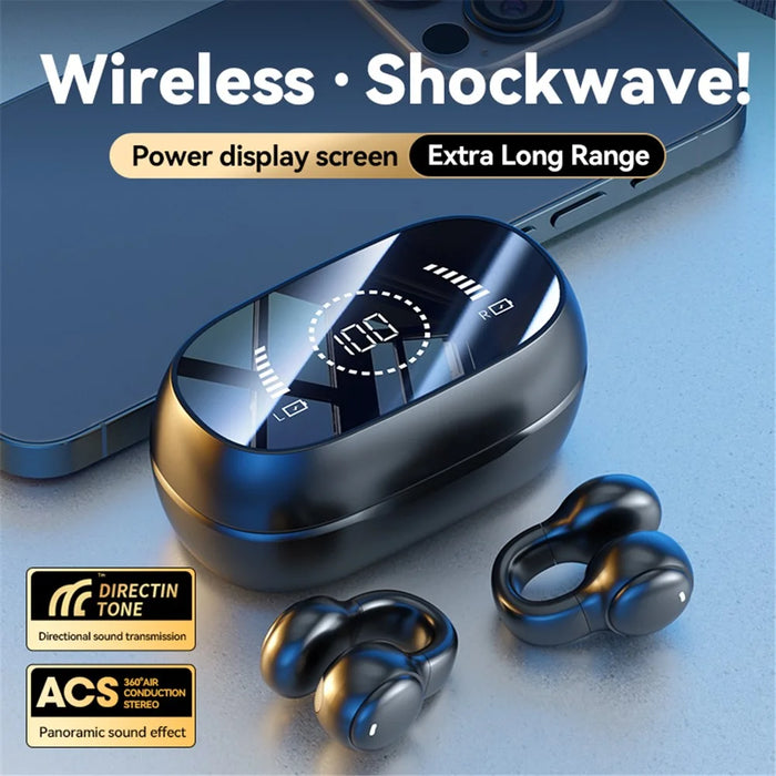 M47 Earclip Bone Conduction Wireless Headphone with Mic Bluetooth-compatible 5.3 Gaming Headset Noise Reduction Sport Earphone - Black - 2