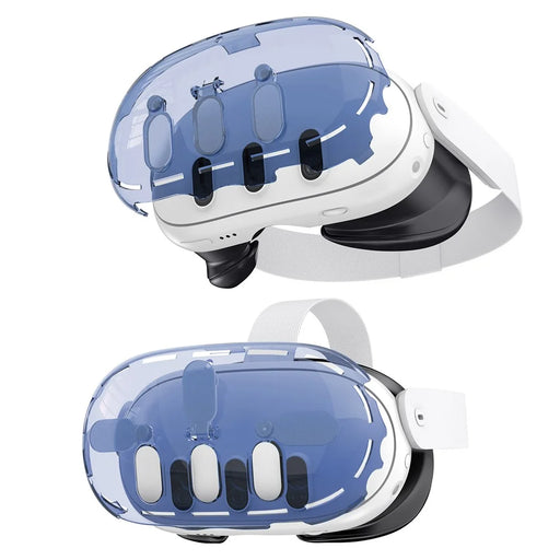 JYS JYS-MQ012 For Meta Quest 3 VR Case Headset Accessories Clear PC Cover Camera Lens Protector - Transparent Blue - 1