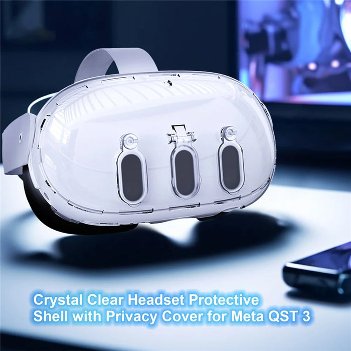 JYS JYS-MQ012 For Meta Quest 3 VR Case Headset Accessories Clear PC Cover Camera Lens Protector - Transparent Blue - 4